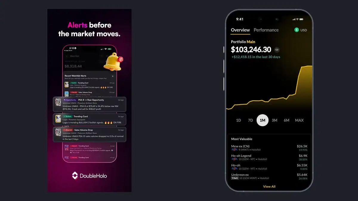 Double Holo and Collectr pricing screens compared