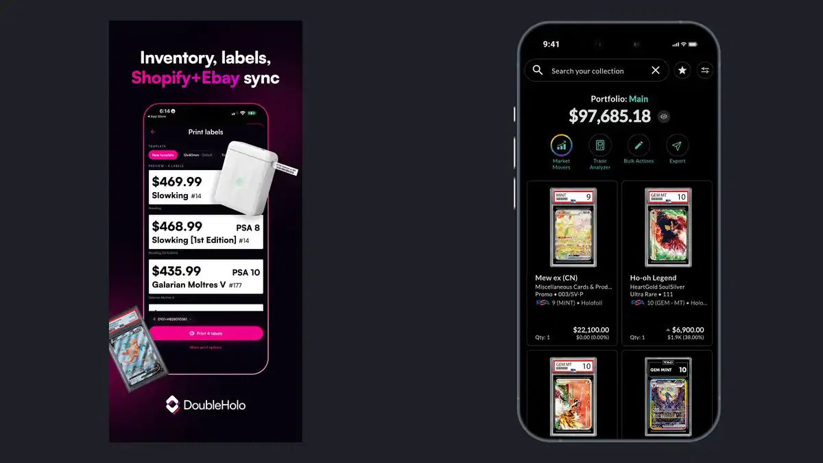 Double Holo and Collectr portfolio screens side by side