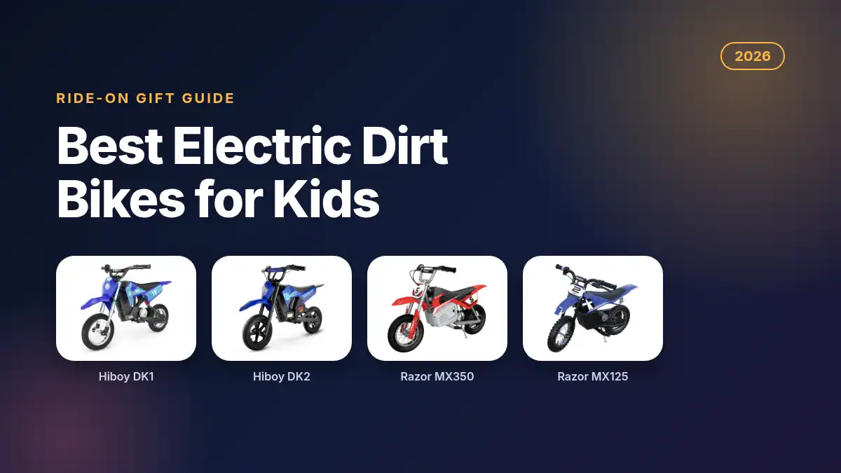 Best electric dirt bikes for kids 2026 featuring the Hiboy DK1, Hiboy DK2, Razor MX350 and Razor MX125