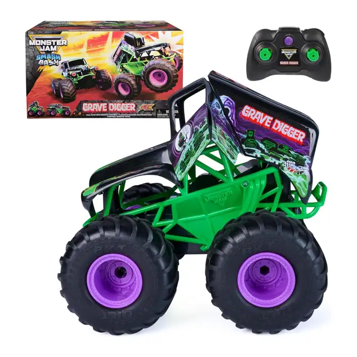 Monster Jam Smash and Bash Grave Digger RC truck, rated 4.6 out of 5 in our best RC monster truck for kids guide