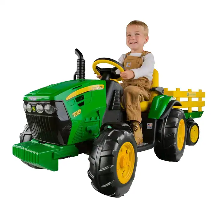 Peg Perego John Deere Ground Force 12V ride on tractor with trailer